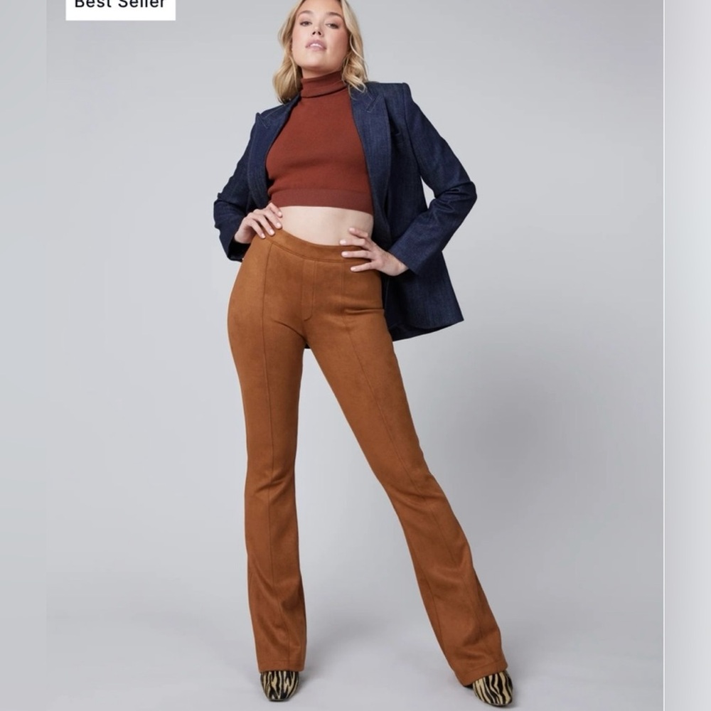 SPANX Brown Boot Cut Faux-Suede Pants